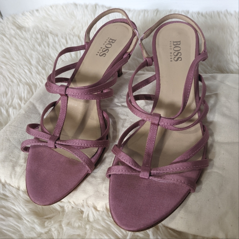 RARE Vintage✨ Boss Heels, pink strappy sandals, 2.5", size 36, US 5.5, Hugo Boss